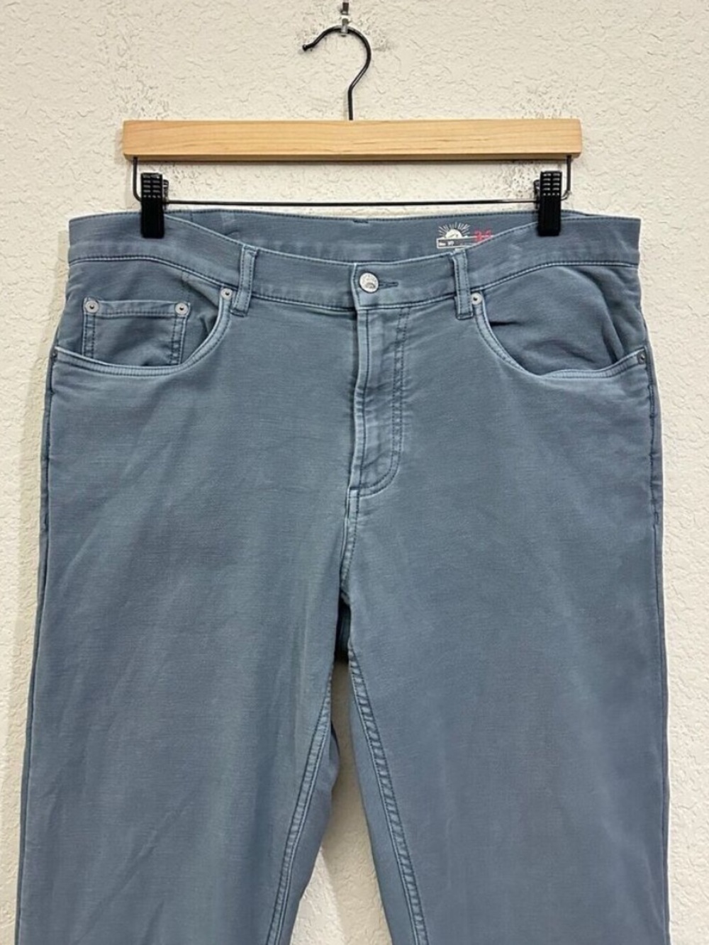 FAHERTY Stretch Terry 5 Pocket Pants Chino in Faded Ocean - Picture 3 of 14
